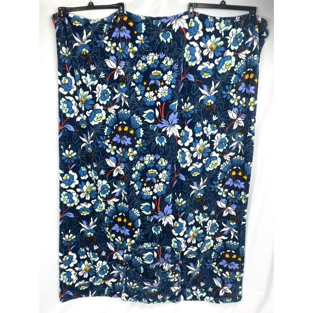 Vera Bradley Blue Floral Bursts Fleece Travel Blanket 60” x 45